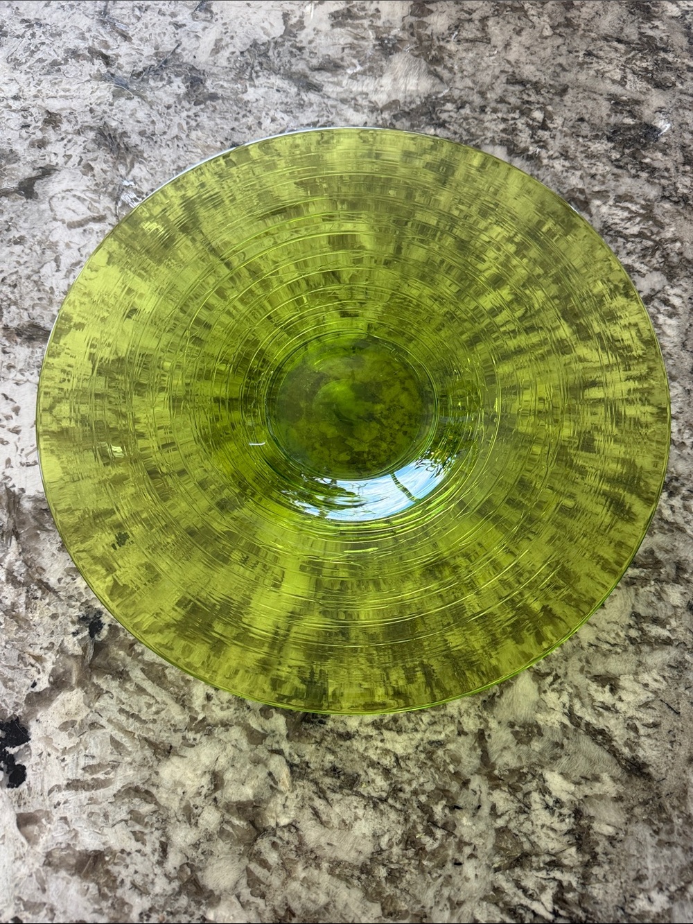 Vintage Steuben Reeded Threaded Green Art Blown Glass MCM Centerpiece Bowl 13”